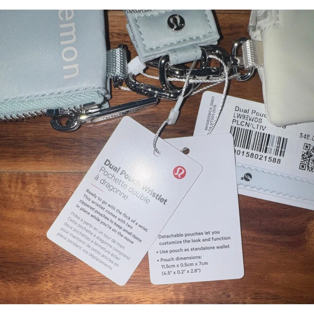 Lululemon Dual Pouch Wristlet Pelican Light Ivory LW9EWOS NWT